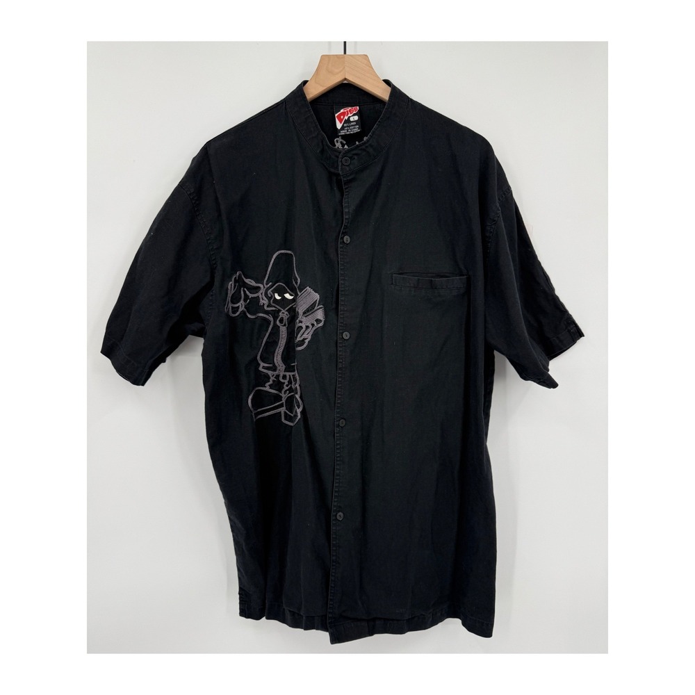 Vintage DISS Shirt Men Large Black Shadow Boy Graphic‎ Linen Cotton Short Sleeve